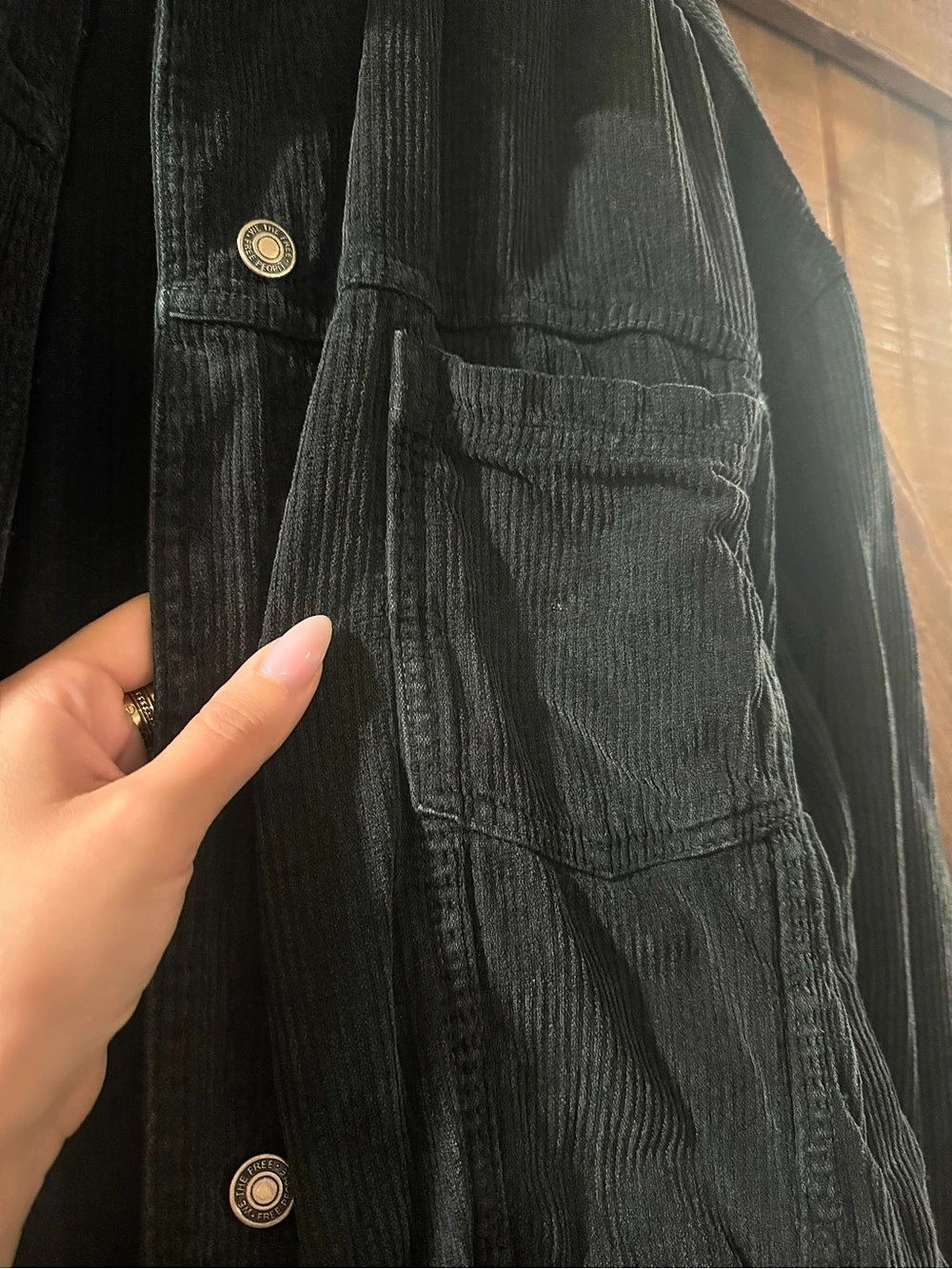 We The Free Opal Swing Corduroy Utility Jacket in Washed Black - Size Medium - Picture 6 of 16